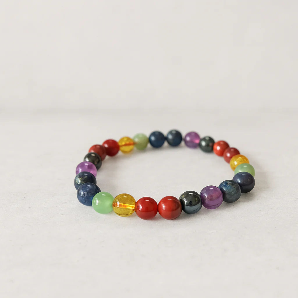 Original 7 Chakra Bracelet – Natural 8mm Healing Crystal Beads for Reiki & Yoga