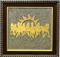 Pyrite Stone Frame with Vastu Seven Running Horses with Sun to Attract Money,